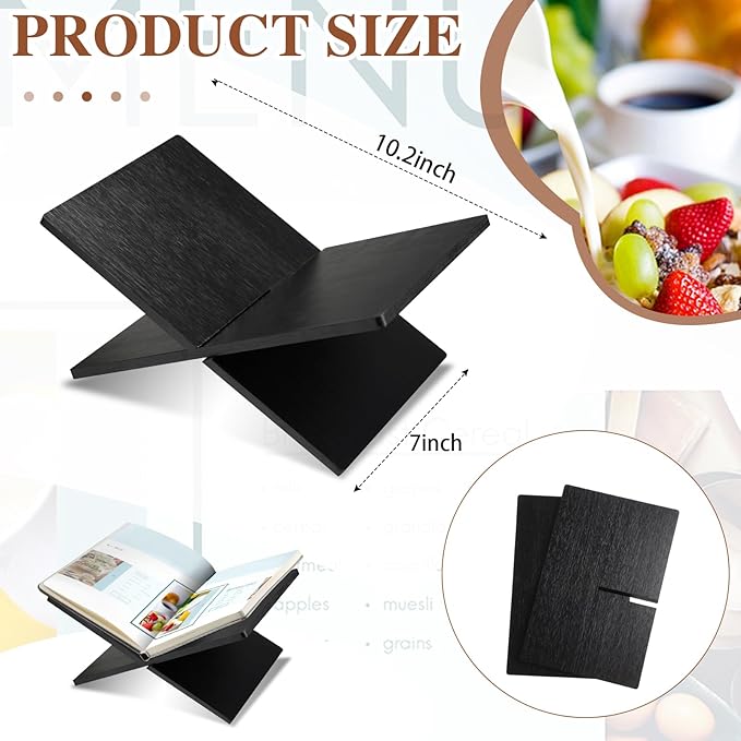 Geetery Book Stand Book Holder for Display Reading Textbook Holder Open Display Stand for Open and Closed, Cookbook, Magazines, Textbooks, Recipe(Black)