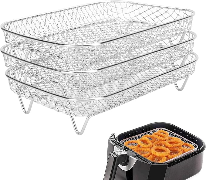 3 Layer Fryer Grilling Rack, Stainless Steel Stackable Cooling Rack for Baking Cooking Grilling