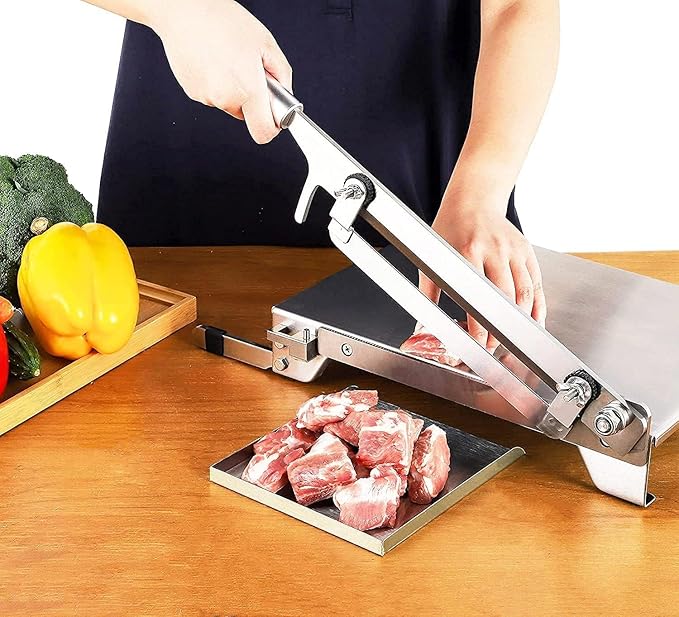 CGOLDENWALL Upgraded Manual Ribs Meat Chopper Slicer Stainless Steel Small Bone Meat Cutter Beef Mutton Household Vegetable Food Slicer Slicing Machine for Home Cooking