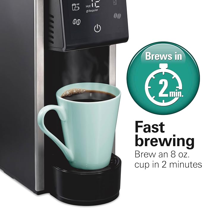 Hamilton Beach FlexBrew Advanced 4-in-1 Single Serve Hot & Iced Coffee Maker with Removable 45 oz. Water Reservoir, Use Pod Packs and Grounds, Fast Brewing, Black (49925)