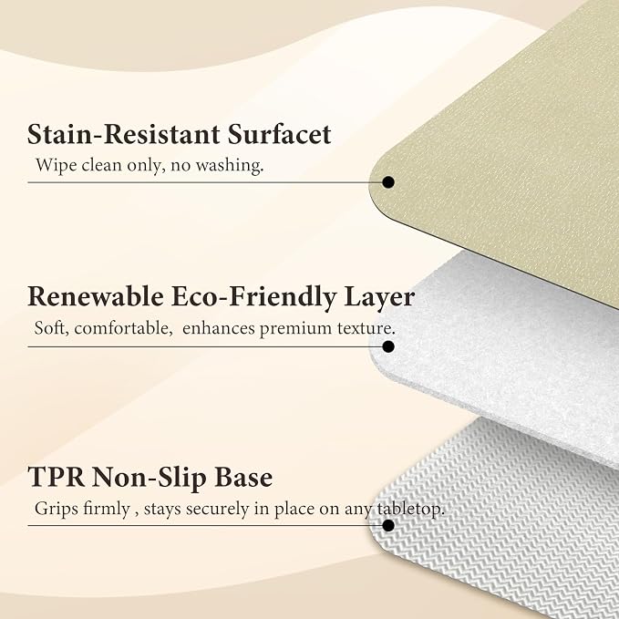 Vinyl Placemats Set of 4-12x17 Inch - Heat Resistant Washable Place Mats Waterproof Non-Slip Wipeable Table Mats for Dining Table Decor, Indoor/Outdoor Plastic Mat