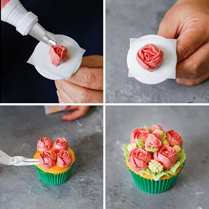 Dr.Pedi Leaf Piping Bags and Tips Set 7 Pieces Piping Tips Set Cake Decorating Tips Icing Piping Nozzles Set Cupcake Decorating Kit Cupcake Pastry Tool Stainless Steel