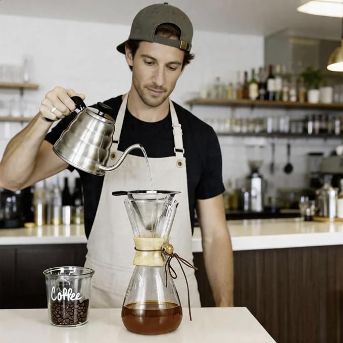 Double Mesh Pour Over Coffee Filter Set - 600+800 Mesh Reusable Stainless Steel Coffee Filter with Detachable Handle, Easy Clean, 2-in-1 for Drip/Cold Brew/Espresso,Fits Most V60/Chemex Brewers