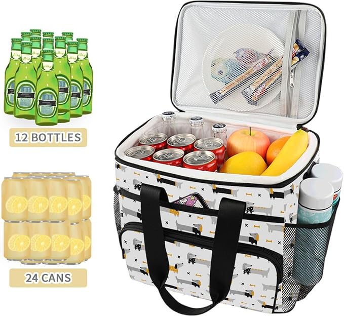 Cute Dogs Dachshunds Lunch Bag for Women Men 15L Insulated Lunch Box Large Leakproof Cooler Bag with Adjustable Shoulder Strap for Adult Work Picnic