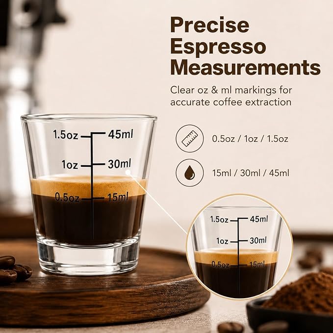 Ruckae Shot Glasses Measuring Cup Set 12 Pack Espresso Shot Glasses Liquid Heavy Glass -Incremental Measurement 1.5oz Shot Glass for Bars and Home Use