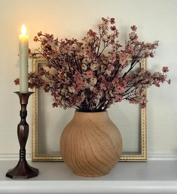 10 Pcs Baby's Breath Artificial Flowers, Silk Flowers Gypsophila, Faux Flowers Artificial for Fall Decoration, Floral Arrangement, Wedding Bouquets, Home Table Centerpieces (10, Pale Coffee)