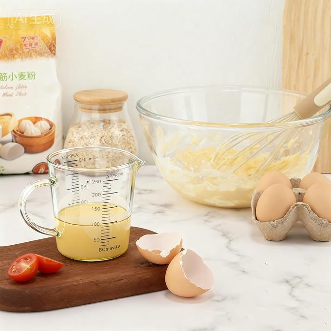 250ml/1 Cup Measuring Cup,High Borosilicate Glass Measuring Cups Liquid for Kitchen,Restaurant (250ml)