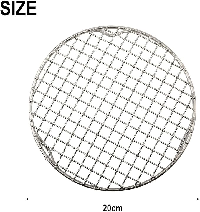 Professional Round Cooling Rack, Stainless Steel Wire Oven Grill for Food, Baking Cakes, Pizza, Barbecue, Drying, Easy Clean, Silver, Various Sizes(20cm)