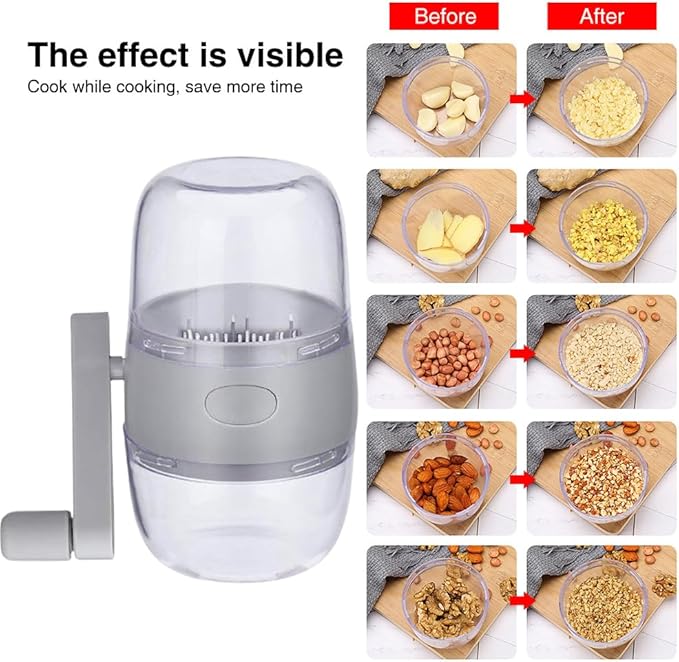 Nut Chopper,Manual Nut Grinder with Hand Crank,Hand Held Food Shredder Cutter for Different Nuts for Baking for Kitchen
