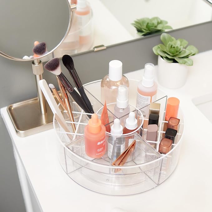 iDesign The Sarah Tanno Collection Lazy Susan Spinning Cosmetic Organizer, Clear 7.7" x 7.7"