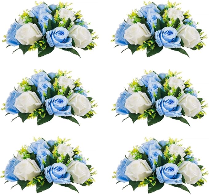 Flower Centerpieces for Wedding Tables: Wedding Table Decorations Blue & White Flower Balls Centerpieces for Engagement Cerebration Party Center Pieces 6 Packs
