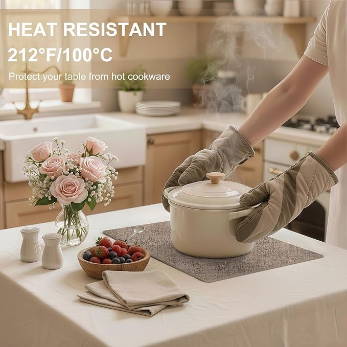 homing Faux Leather Heat Resistant Placemats 8 Packs, Waterproof Wipeable Dining PU Place Mats for Indoor & Outdoor, Easy to Clean, Camel