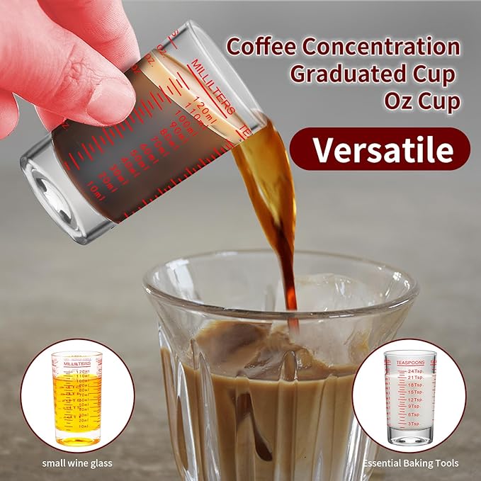 3Pcs Shot Glass Measuring Cup, 4 Ounce Heavy Base Jigger, Espresso Shot Glasses, Liquid Cup, Round Shot Glasses, Small Cups for Vodka, Whiskey, Tequila, Espresso, Liquor (3, Red)