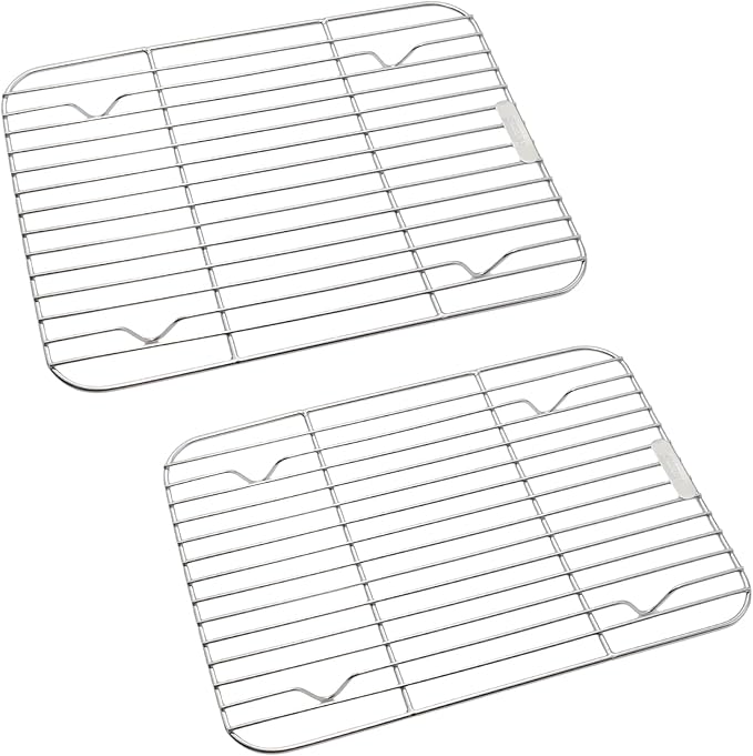 2 Pack 9.84" x 7.48" Baking Cooling Racks, 304 Stainless Steel Wire Baking Rack for Cooking Roasting Grilling
