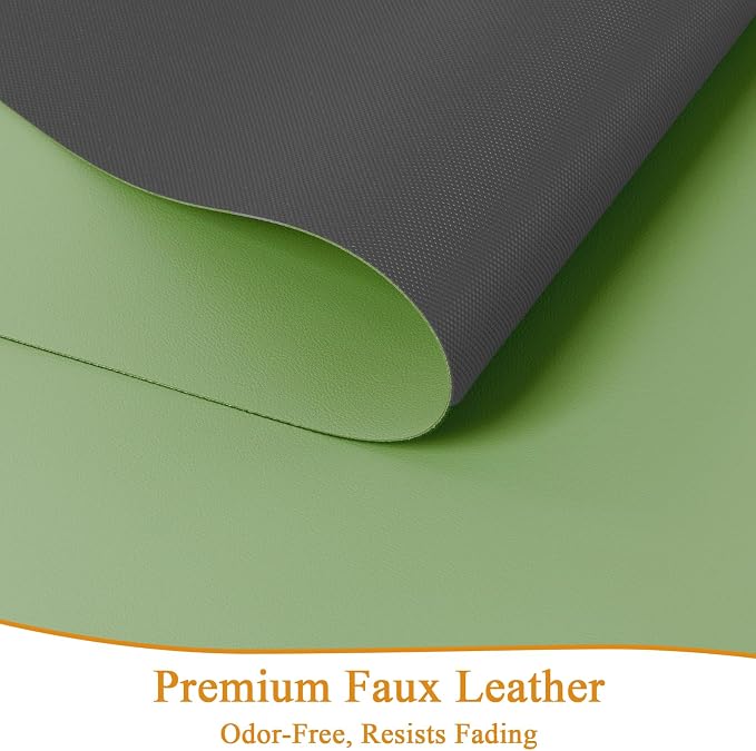 SHACOS Placemats Set of 6 Faux Leather Waterproof Leakproof Wipeable PU Non-Slip Vinyl Place Mats Heat Resistant Table Mats for Kitchen Dining Table Indoor Outdoor, Pale Green