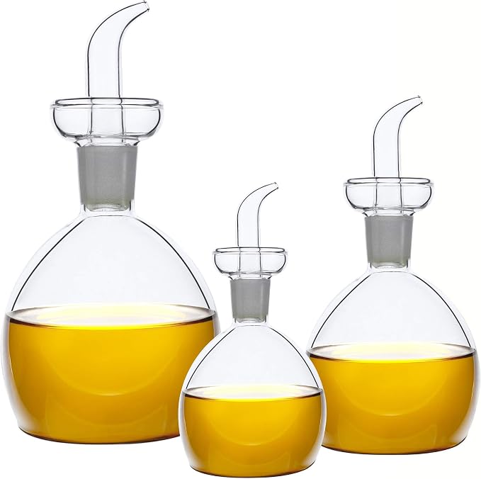 5 oz / 150 ml No Funnel Needed Olive Oil & Vinegar Dispenser Glass Cruet Decanter for Kitchen,Lab glassware seal handicraft Keeps Fresh Longer
