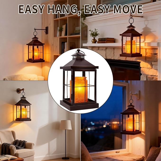Candle Warmer Lamp with Timer,Compatible with 3 Wick Candles Jars,Vintage Candle Warmer Lantern Lamp,Dimmable Farmhouse Candle Lamp Warmer,Fully Enclosed and Hanging Up Designed-Coffee