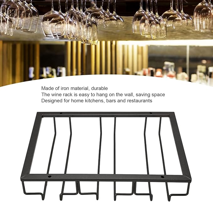 Upside Down Wine Glass Rack European Hanging Wine Glass Rack Under Cabinet Wine Glass Rack Wine Glass Rack For Bar Home Cup Storage Display Rack (Black)