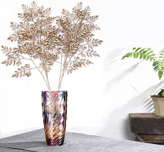 CATTREE Artificial Gold Leaves, Plastic Plants Christmas Decorations 30" Tall Golden 2 Pack, Fake Shrubs Bushes for Indoor Home Table Centerpieces Hotel Hall Party Decor Wedding Planting Filler