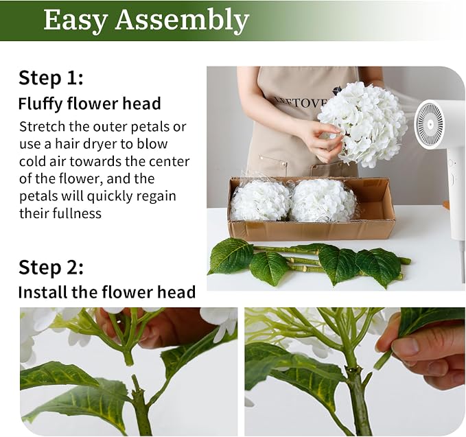 Leftover 3Pcs White Hydrangea Artificial Flowers,21" Full Large Faux Hydrangea Flowers with 3 PCS Butterflies,Latex Real Touch Flowers for Home Decor Floral Arrangements Wedding Bouquets Centerpieces