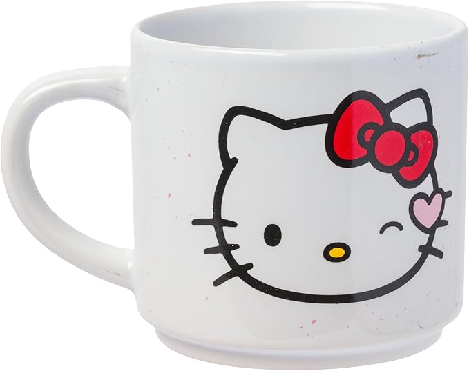 Silver Buffalo Sanrio Hello Kitty Faces and Hearts 4pc Ceramic Mug Stack Set, 10 Ounces