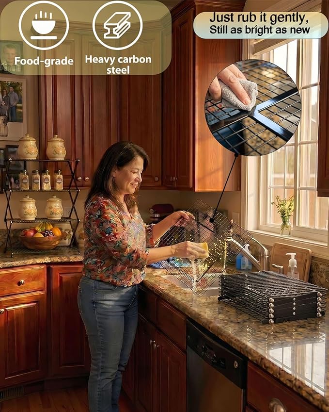 TOPACK Collapsible Cooling Rack for Baking - Adjustable 2/3/4/5 Tier Stackable Cooling Racks Foldable Cooking Roasting Drying Cookie Bread Women Gifts
