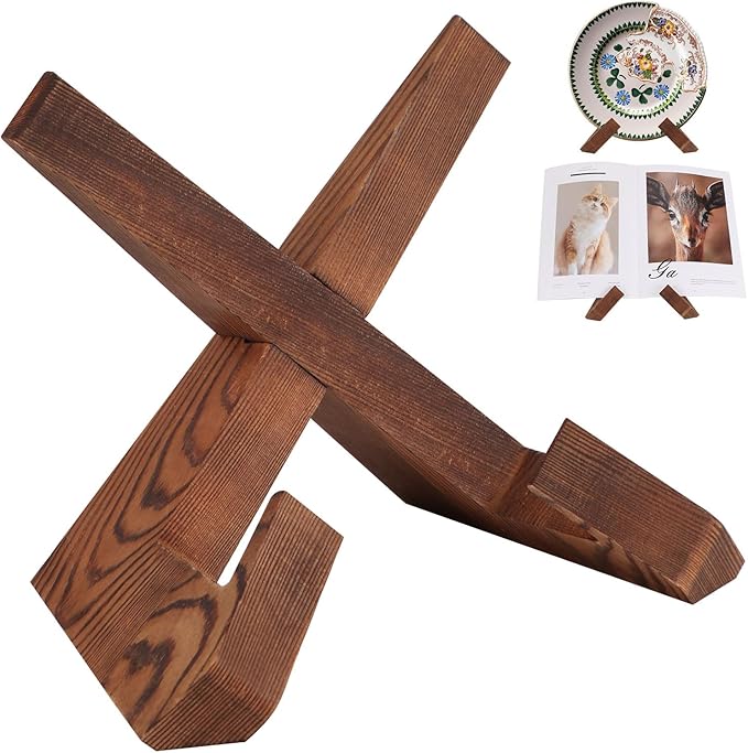 Wooden Cookbook Display Stand Holder - Adjustable, Foldable, Rustic Wood Design, Perfect for Kitchen Countertops, Tablets, Recipe Books, and Photos, Great Gift for Home Chefs and Cook Lovers
