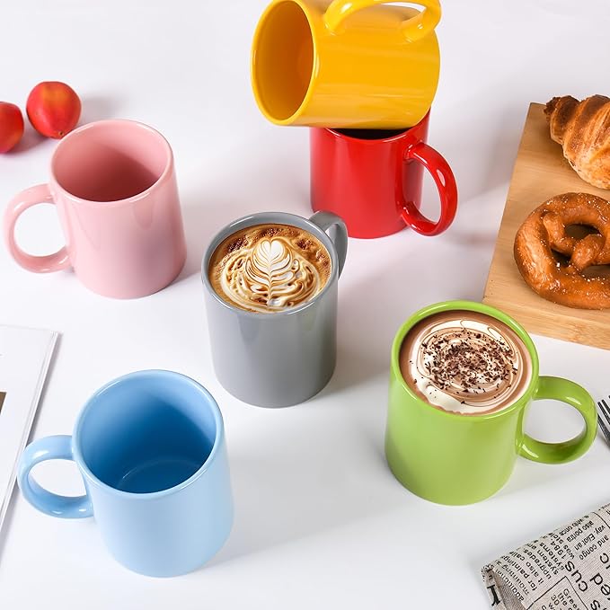 BYCNZB 12oz coffee mug set of 6 Coffee Mugs for Coffee, Tea, Cocoa, Milk（ Multiple color）