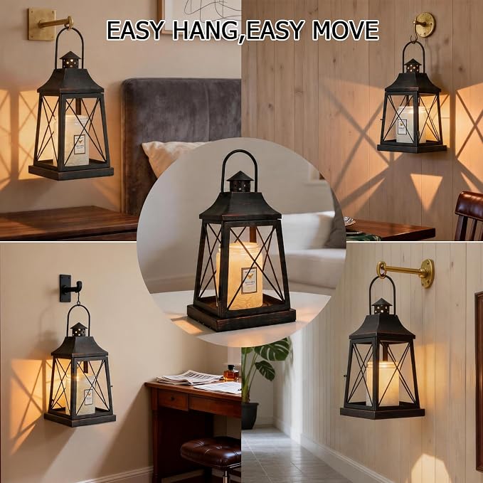 2026 New Candle Warmer Lamp with Timer,Compatible with 3 Wick Candles Jars,Vintage Candle Warmer Lantern Lamp,Dimmable Farmhouse Candle Lamp Warmer,Fully Enclosed and Hanging Up Designed