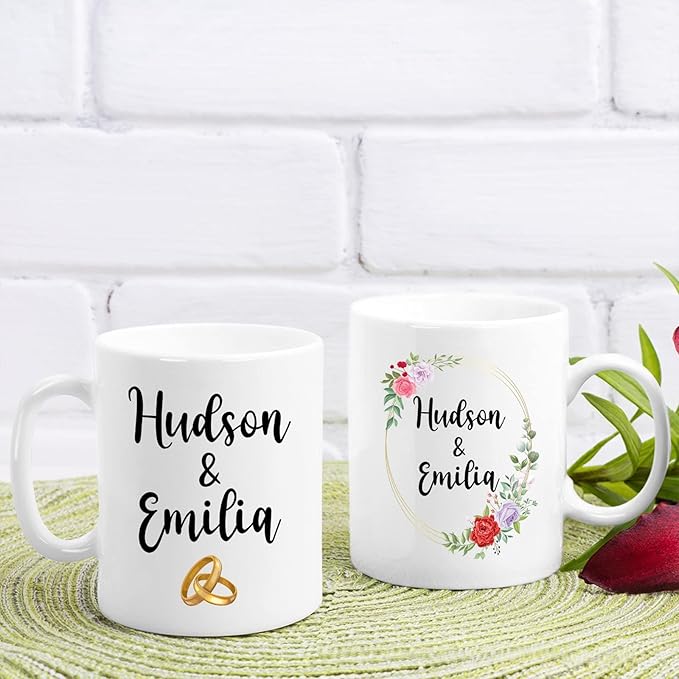 Custom Mrs And Mr Ceramic Mug, Couple Coffee Mug For Wedding Gift, Love Gifts With Name, Personalized Couple Set Mugs Design For Wife And Husband, Lover Mug, Set Of 2 Cup White 11oz 15oz