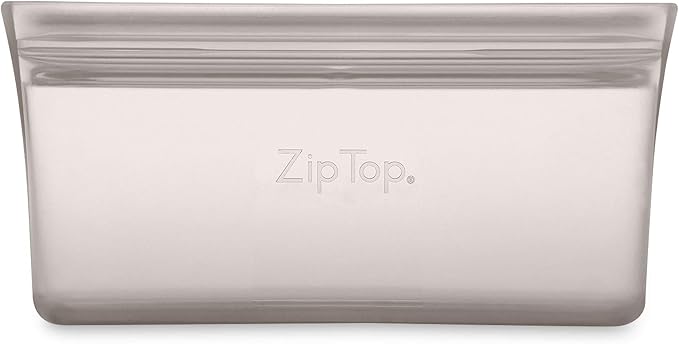 Zip Top Reusable Food Storage Bags | Snack Bag [Gray] | Silicone Meal Prep Container | Microwave, Dishwasher and Freezer Safe | Made in the USA