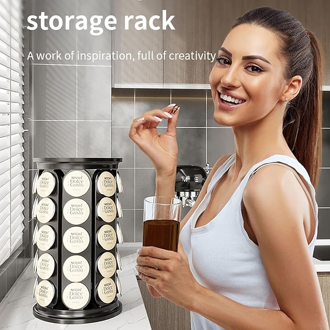 Coffee Pod Storage Carousel Holder Organizer for 40 Keurig K-Cup Pods (Black)
