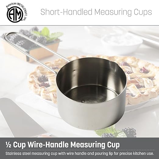 American METALCRAFT, Inc. 1/2 Stainless Steel Measuring Cup, 1/2-Cup, Silver