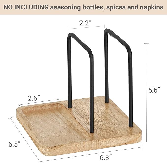 Mkono Napkin Holder for Table Farmhouse Black Wooden Napkin Dispenser Rustic Paper Napkin Storage for Kitchen Dining Room Coffee Bar (Salt and Pepper Shakers not Included) (Nature)