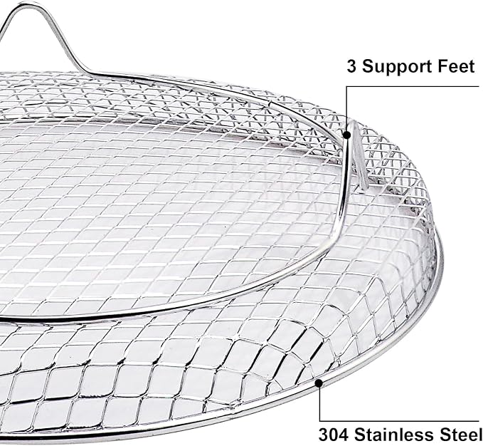 8 inch Air Fryer Racks, Air Fryer Universal Accessories, Baking Rack,Round Stackable Grill, Food-Grade Stainless Steel Kitchen Household, Fit all 4.2QT - 5.8QT air fryer,Oven - 3 Pack