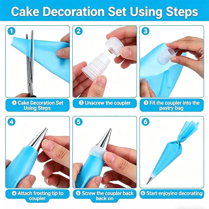 9 Pcs Ruffle Piping Tips Set, Reusable Silicone Piping Bags, Seamless Stainless Steel Cake Piping Tips, Pleated Skirt Piping Nozzles Set for Cakes, Cupcakes, Cookies, Cake Decorating, Baking Tools