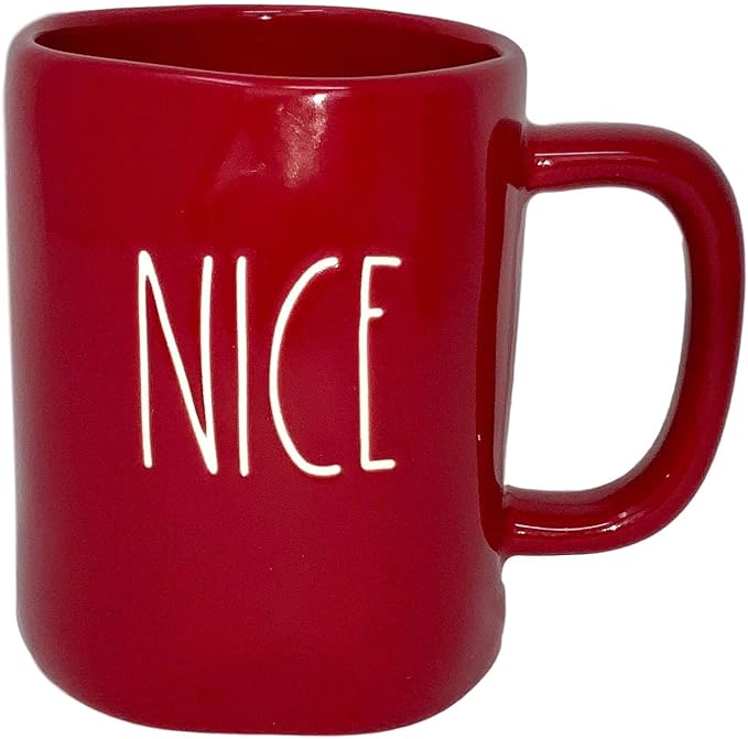 RAE DUNN RED NAUGHTY OR NICE MUG SET - Artisan Collection BY MAGENTA – 2 Pack – 1 Red Naughty Mug and 1 Red Nice Mug – Which one are you?