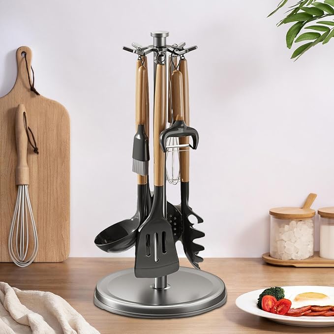 Tableware Storage Rack - 360 Degree Kitchen Countertop Utensil Holder, Kitchen Flatware Organizer Holder | Countertop Tableware Organizer, No Drilling Kitchen Flatware Organizer Rack For Spatulas