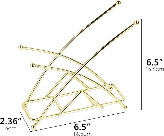 Gold Napkin Holder for Table - Modern Stainless Steel Wire Napkin Dispenser, Geometric Triangle Stand for Kitchen Counter, Dining Room, Wedding & Party Decor (X-Shape Design)