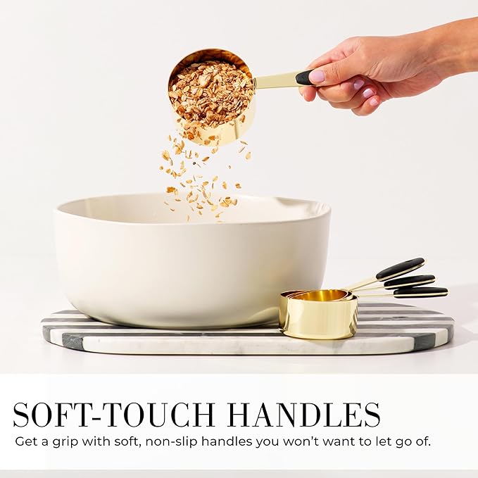 Styled Settings Black and Gold Measuring Cups and Spoons Set - 8PC Stainless Steel Measuring Spoons and Cups Set for Precise Baking & Cooking - Stylish Black and Gold Kitchen Accessories