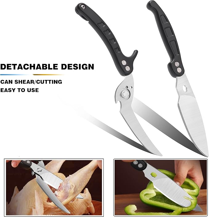 Poultry Shears Scissors Heavy Duty,Kitchen Shears,Multi-purpose Stainless Steel Kitchen Scissors for Christmas Turkey Food , Chicken,Fish,Meat,Separable easy to clean thoroughly,Dishwasher Safe.