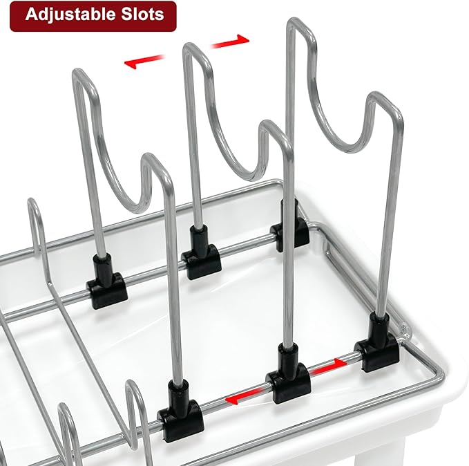Small Dish Drying Rack for Kitchen Counter,Compact Dish Drainer with Plastic Water Tray, Space Saving Dish Rack with Removable Cutlery Holders for Small Kitchens, 6.5" W x 16.5" L (White)