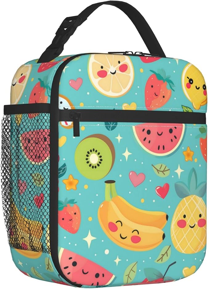 Reusable Cute Fruit Lunch Box for Kids Girls Boys Women Adult, Insulated Lemon Watermelon Lunch Bag,Polyester Cooler Handbags Case for School Picnic Work Travel Outdoor Beach or Hiking