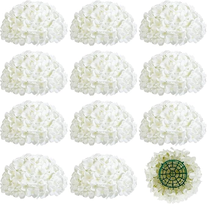 Auihiay 12pcs Flower Balls for Centerpieces, White Hydrangea Wedding Flower Balls for Centerpieces, Faux Hydrangeas Floral Arrangements Bouquet for Table, Home, Wedding Decoration