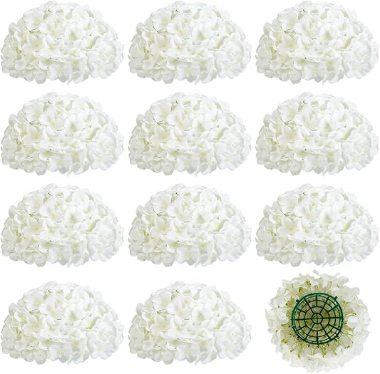 Auihiay 12pcs Flower Balls for Centerpieces, White Hydrangea Wedding Flower Balls for Centerpieces, Faux Hydrangeas Floral Arrangements Bouquet for Table, Home, Wedding Decoration