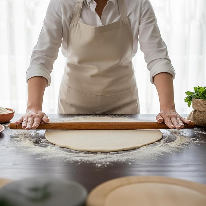Beech Wood Non-Stick Oil Rolling Pin -Turkish Oklava-Infused Smooth Surface for Dough, Cookies, Pastry, Pizza & Bread – Traditional 18.7 Inch (48 cm) Kitchen Roller for Home & Professional Bakers