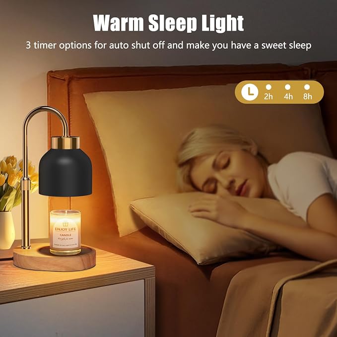 seenlast Candle Warmer Lamp with Dimmer Adjustable Height, 2/4/8H Timer,Vintage Home Decor for Scented Jar