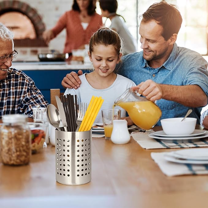 2PCS Stainless Steel Utensil Holder and Utensil Drying Holder, as a Kitchen Countertop Organizer and Silverware Drainer for Daily Home Use