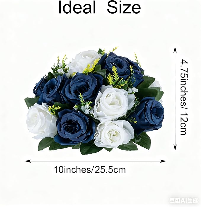 Flower Centerpieces for Wedding Tables: Wedding Table Decorations Navy Blue & White Flower Balls Centerpieces for Engagement Cerebration Party Center Pieces 10 Packs