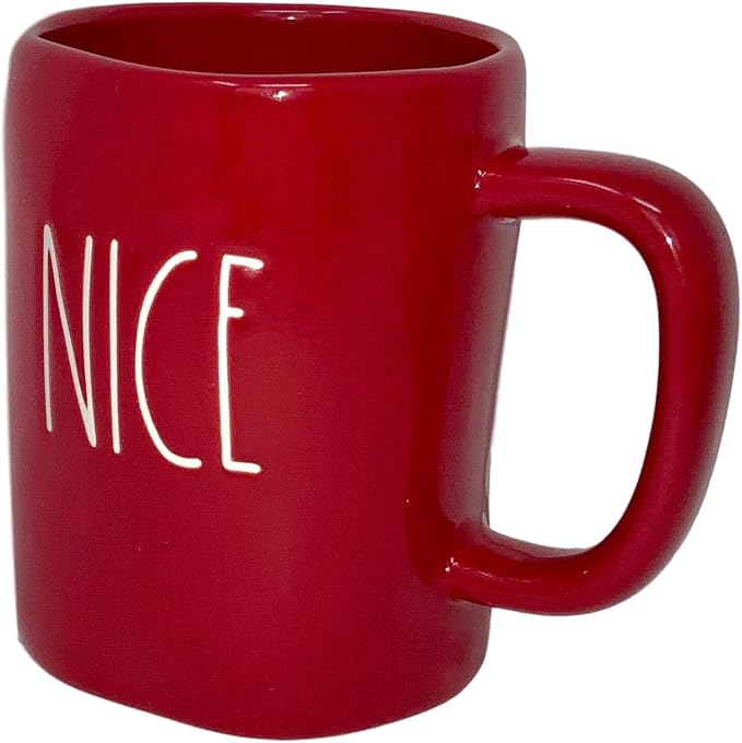 RAE DUNN RED NAUGHTY OR NICE MUG SET - Artisan Collection BY MAGENTA – 2 Pack – 1 Red Naughty Mug and 1 Red Nice Mug – Which one are you?